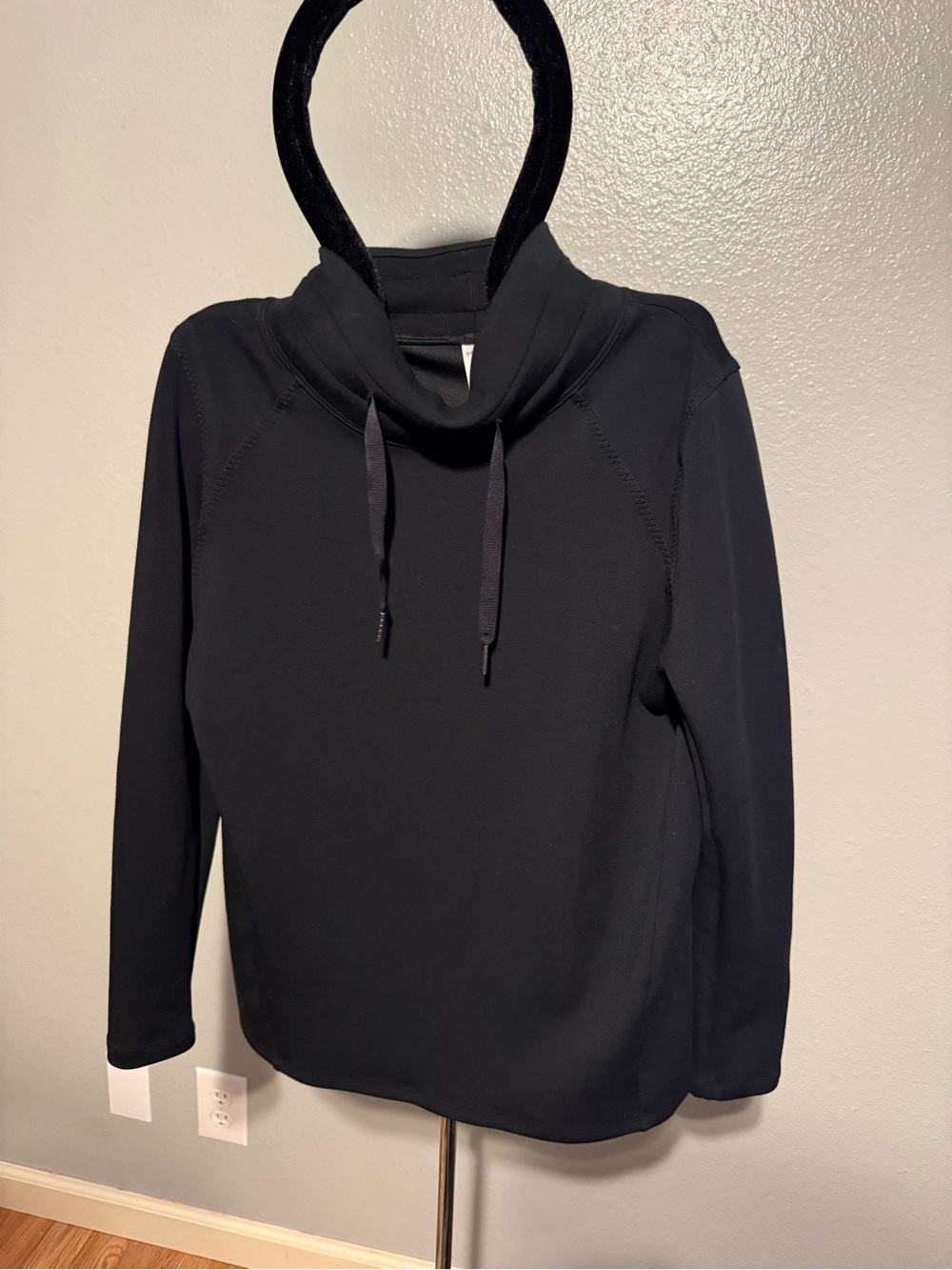 SPANX Black Funnel Neck Drawstring Top